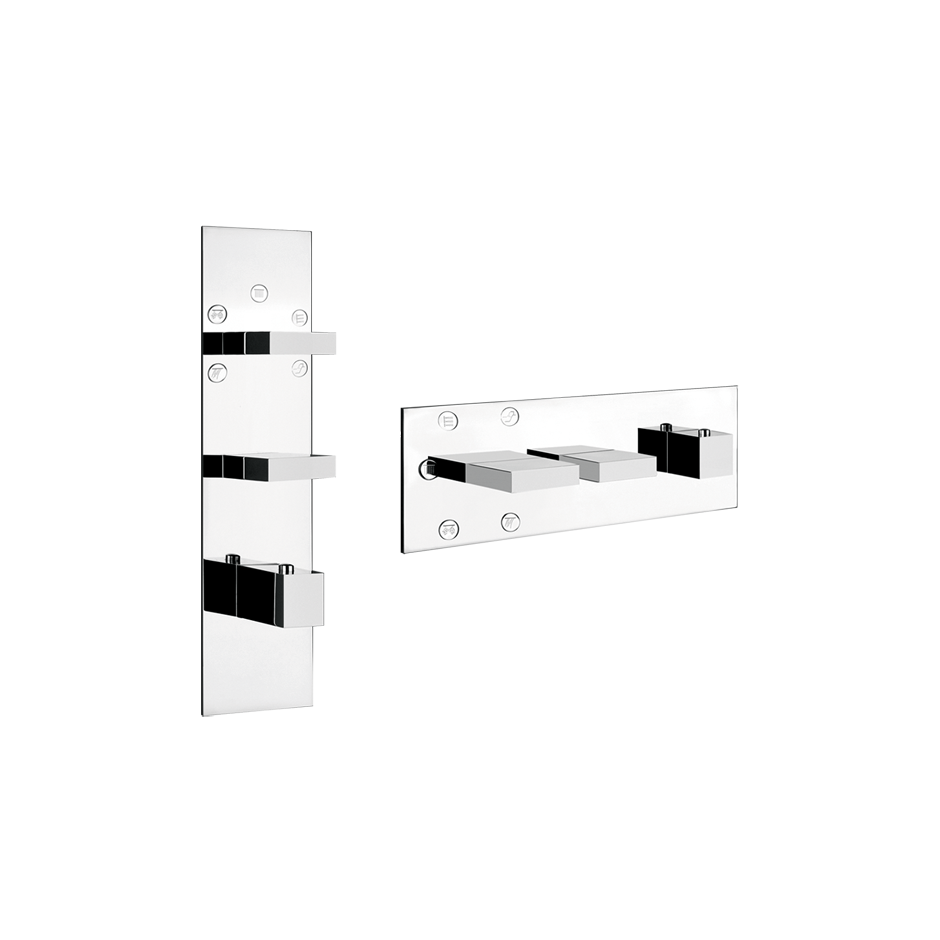 RETTANGOLO SHOWER Parte esterna Miscelatore termostatico alta portata a parete 5 uscite con selezione singola . Installazione verticale/orizzontale. - COPPER PVD