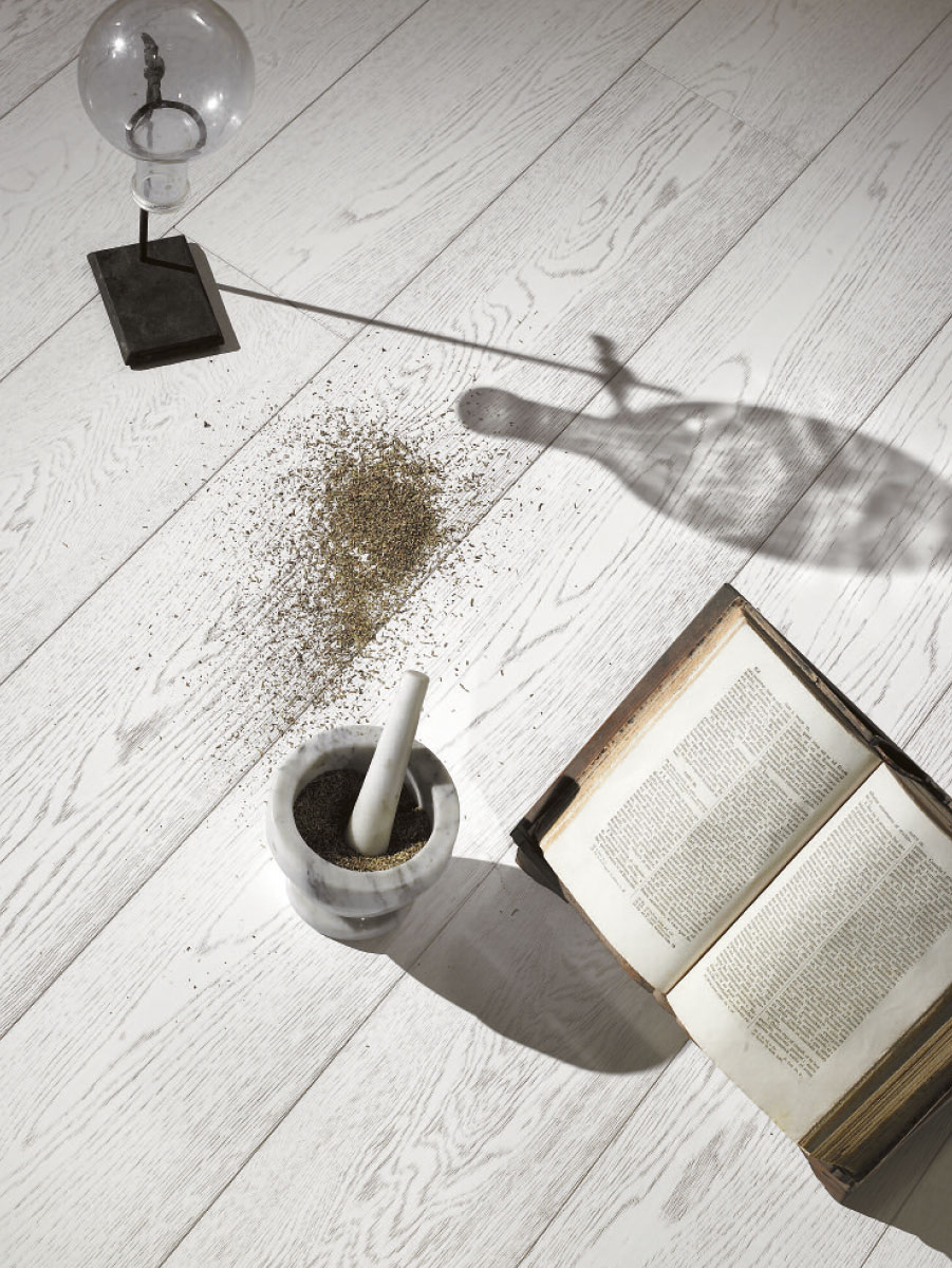 3 formati Rovere 'Rustica' Bianco+Bianco  mm.15x70x2000