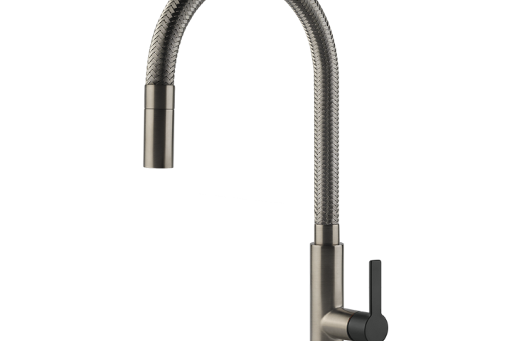 MESH Miscelatore Monocomando girevole con doccetta monogetto  - FINOX BRUSHED NICKEL